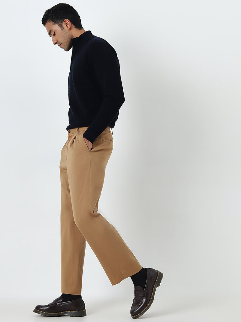 Ascot Tan Relaxed-Fit Mid-Rise Cotton Blend Chinos