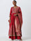 Vark Magenta Embroidered Kurta, Skirt and Dupatta Set