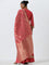 Vark Pink Floral Embroidered Kurta, Skirt and Dupatta Set