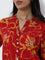 Utsa Red Floral Printed Straight Cotton Kurta