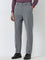 WES Formals Grey Slim-Fit Mid-Rise Trousers