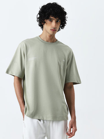 Studiofit Sage Text Printed Relaxed-Fit T-Shirt