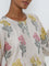 Zuba Beige Floral Printed A-Line Kurta