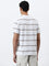 WES Lounge White Striped Slim-Fit T-Shirt