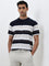 WES Lounge Navy Striped Slim-Fit T-Shirt