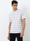 WES Lounge White Textured Relaxed-Fit T-Shirt