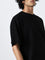 Studiofit Black Textured Relaxed Fit T-Shirt