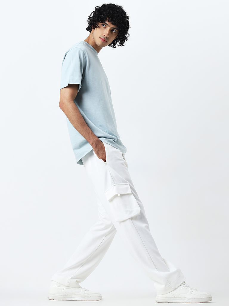 Studiofit Off-White Relaxed-Fit Mid-Rise Track Pants