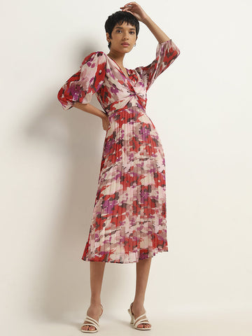 Wardrobe Multicolour Floral Printed A-Line Dress