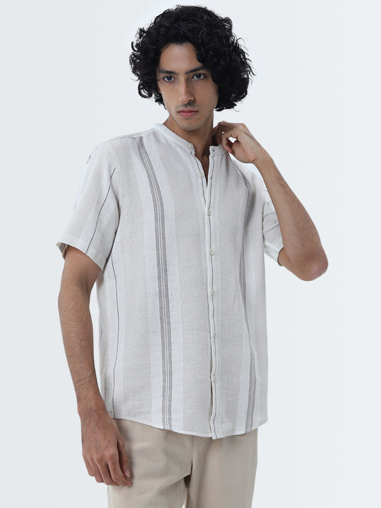 ETA Off-White Textured Resort-Fit Cotton Shirt