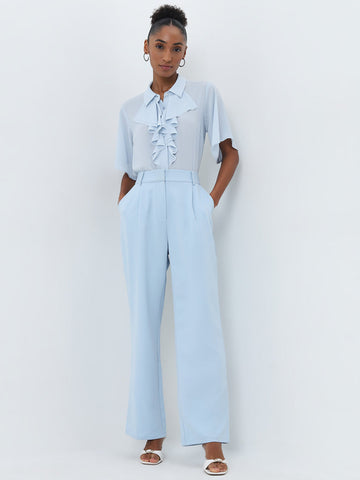 Wardrobe Light Blue High-Rise Trousers