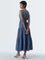 LOV Blue Gingham Checks Design Tiered Dress