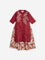 Utsa Kids Red Floral Embroidered A-Line Kurta with Inner (2-8 years)