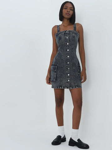 Nuon Dark Blue Bodycon Denim Dress