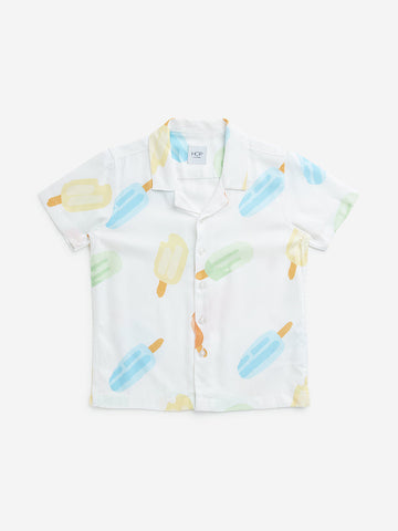 HOP Kids Off-White Ice-Cream Printed Resort-Fit Shirt