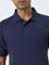 WES Casuals Blue Relaxed-Fit Cotton Blend Polo T-Shirt