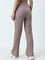 Studiofit Light Brown Ribbed High-Rise Track Pants