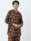 Utsa Brown Foliage Printed Ethnic Tunic