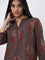 Utsa Brown Abstract Printed Straight Cotton Kurta