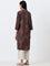 Utsa Brown Abstract Printed Straight Cotton Kurta