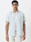 WES Casuals Light Teal Striped Relaxed-Fit Cotton Shirt