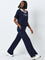 Studiofit Navy High-Rise Cotton Blend Track Pants