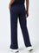 Studiofit Navy High-Rise Cotton Blend Track Pants