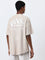 Studiofit Beige Typographic Relaxed-Fit Cotton T-Shirt