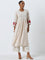 Zuba Beige Embellished A-Line Kurta