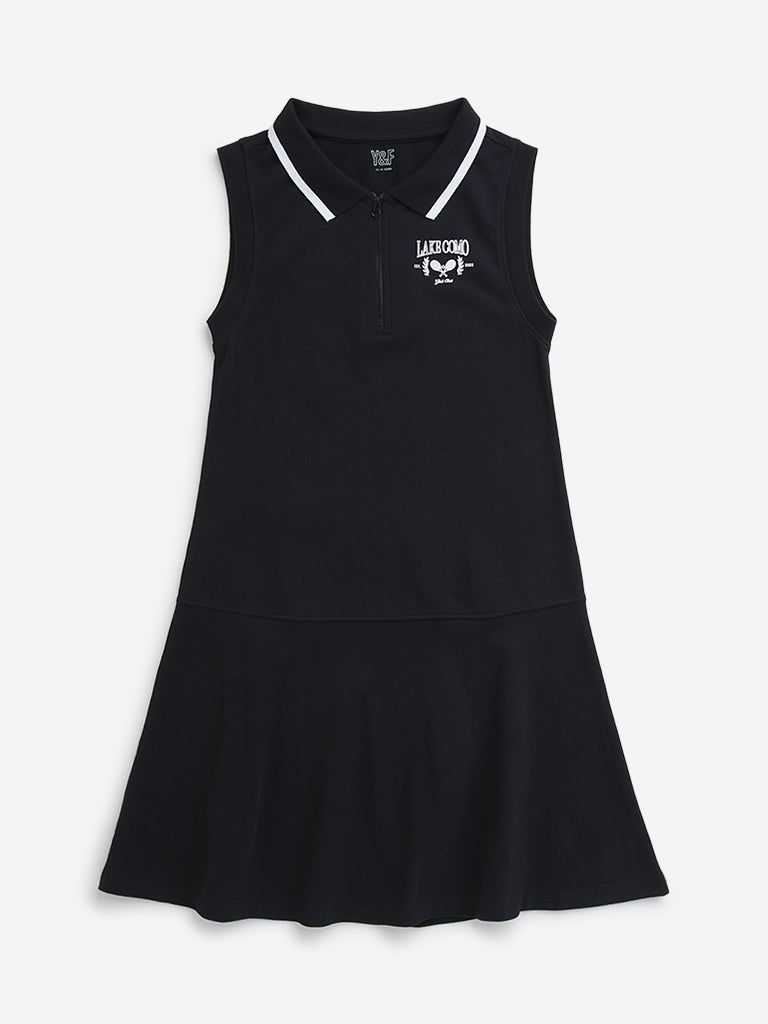 Y&F Kids Black Skater Cotton Dress