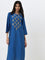 Utsa Blue Embellished A-Line Kurta