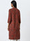 Utsa Red Printed Straight Cotton Kurta