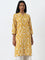 Utsa Yellow Ikat Printed Straight Cotton Kurta