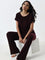 Wunderlove Burgundy Ribbed Textured Top