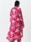 Diza Magenta Foliage Printed A-Line Cotton Kurta