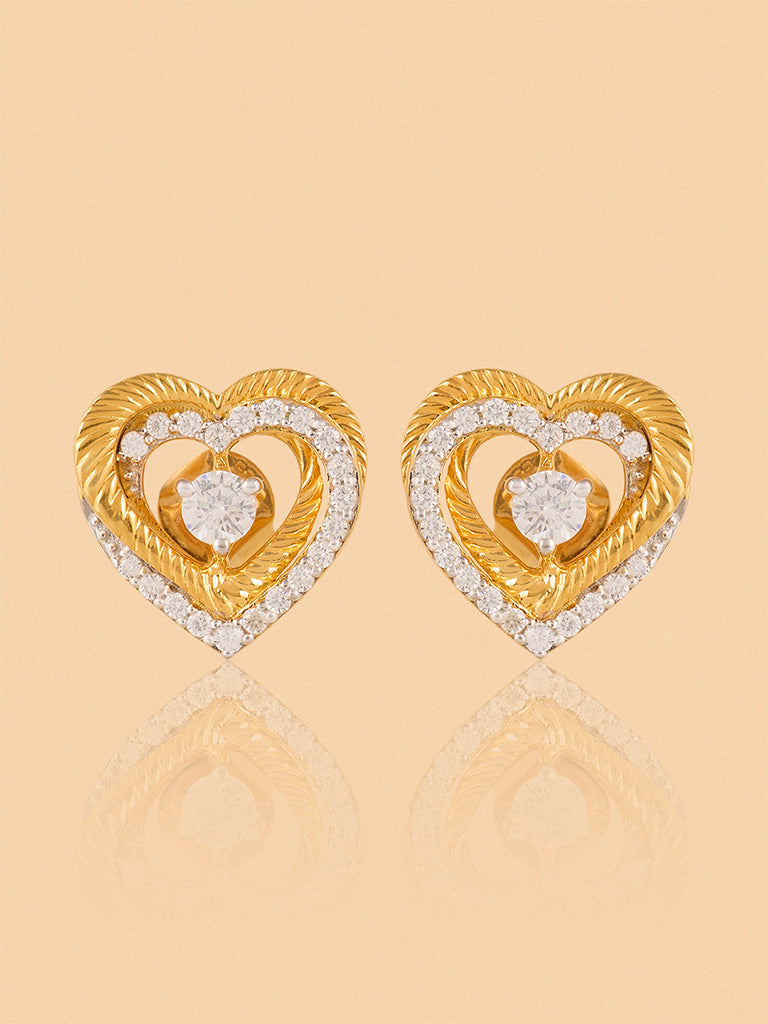Dual Layered Lab Diamond Halo Heart Studs