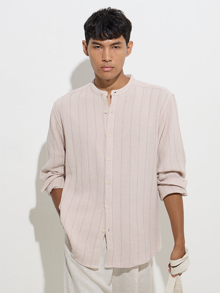ETA Lilac Striped Relaxed-Fit Cotton Shirt