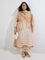 Diza Beige Leaf Printed A-Line Kurta