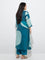 Diza Teal Abstract Patterned A-Line Kurta