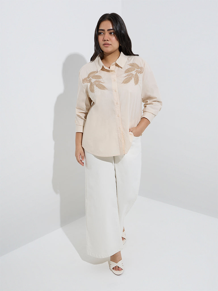 Gia Beige Leaf Design Shirt
