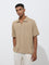 ETA Taupe Knit-Textured Relaxed-Fit Polo T-Shirt