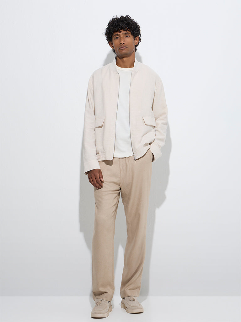Ascot Beige Relaxed-Fit Bomber Jacket