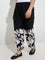Gia Black Floral Design Mid-Rise Pants