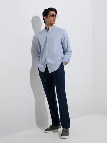Ascot Light Blue Relaxed-Fit Linen-Blend Shirt