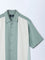 Ascot Teal Colour-Blocked Relaxed-Fit Shirt