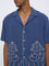 ETA Blue Botanical Embroidered Relaxed-Fit Cotton Shirt