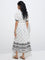 Bombay Paisley White Floral Design Cotton Tiered Dress
