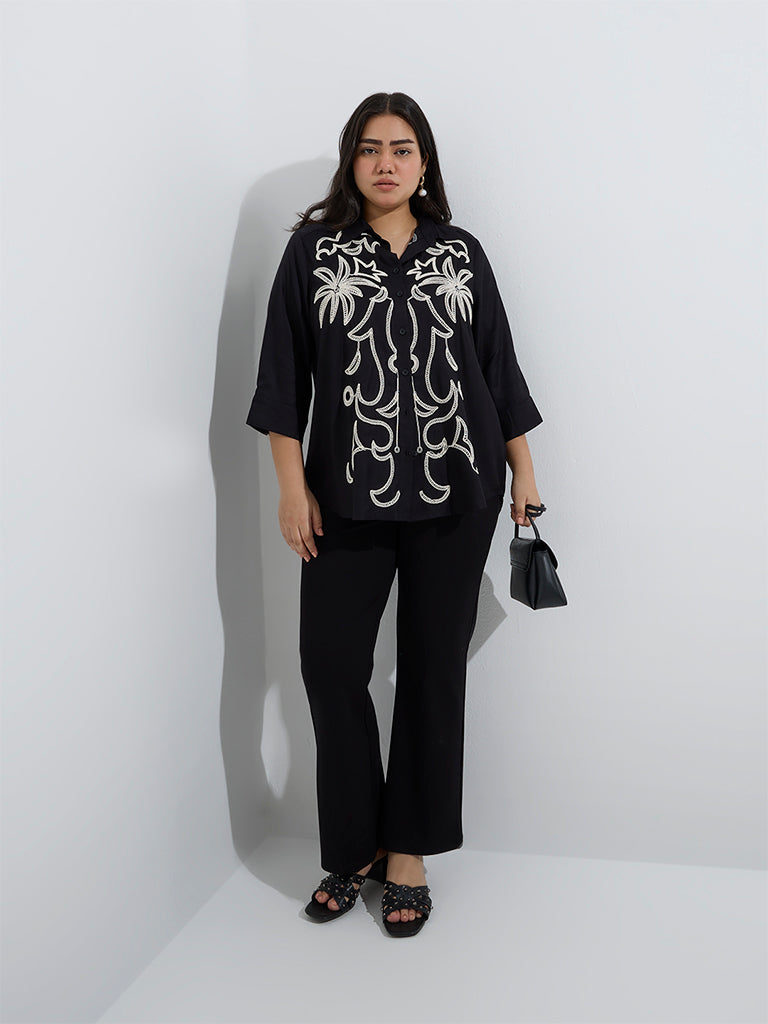 Gia Black Embroidered Shirt