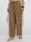 Bombay Paisley Brown Solid Cotton-Blend Pants