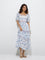 Bombay Paisley White Floral Patterned Cotton Tiered Dress
